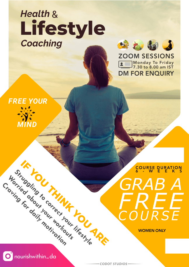 Health and lifestyle coaching poster design promoting wellness sessions and programs