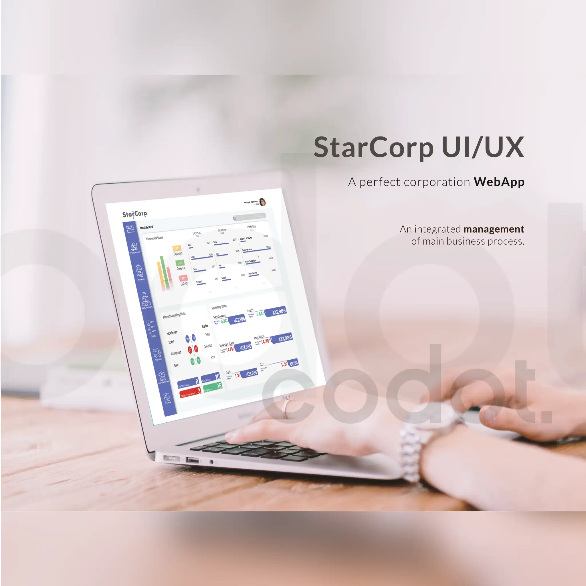 StarCorp business dashboard UI design for corporate data management and visualization